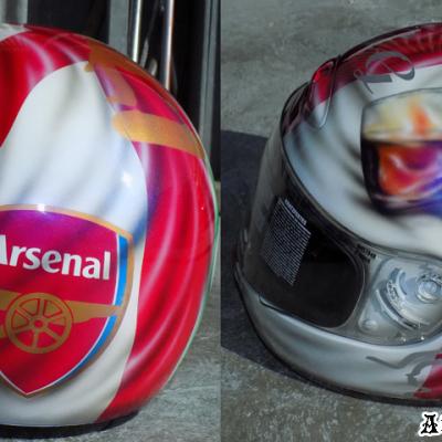 Arsenal Custom Airbrushed Motorbike Helmet By Anexitilon