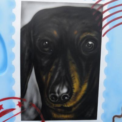 Dog Airbrushing By S. Koureas Www.anexitilon Art.com Postal Stamp