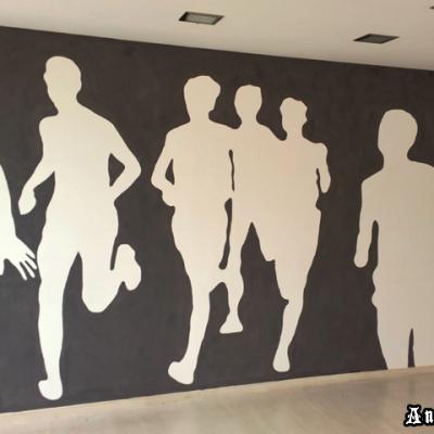 Runners Athletes Gym Mural Minimal Graffiti By Anexitilon