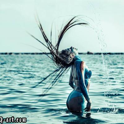 Bodypainting Sea Hair Throwing Body Art By Anexitilon