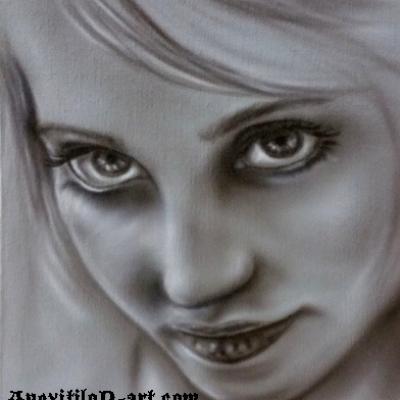 Female Portrait Airbrush On Canvas Board By Anexitilon