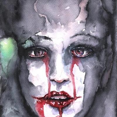 My Bleeding Bride By S.koureas Www.anexitilon Art.com Watercolor On Paper