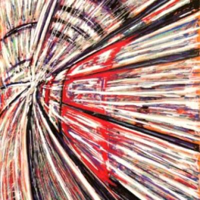 Rush In The Tube By Savvas Koureas 11 2010 24x30 Cm Markerstriping On Canvas Panel