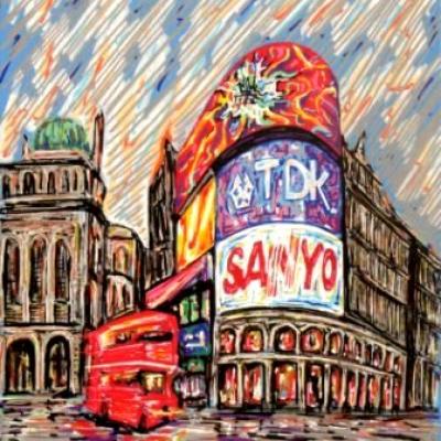 The Wet Picadilly By Savvas Koureas 11 2010 24x30 Cm Markerstriping On Canvas Panel